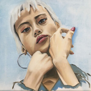 Asian Girl - 14 x 14 oil on canvas