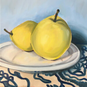 Pears and Patterns - 12 x 12 oil on canvas