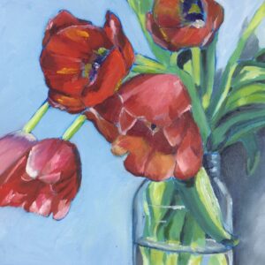 Falling Tulips – 12 x 12 oil on canvas